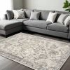 8' X 10' Ivory Machine Woven Distressed Floral Traditional Indoor Area Rug