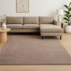 8' X 11' Solid Tan Beige Shag Area Rug