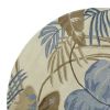8' Ivory Blue Hand Tufted Tropical Leaves Round Indoor Area Rug
