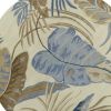 8' Ivory Blue Hand Tufted Tropical Leaves Round Indoor Area Rug