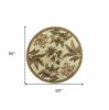 8' Ivory Hand Tufted Bordered Tropical Plants Round Indoor Area Rug
