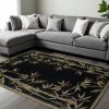 8' X 10' Black Hand Tufted Bordered Bamboo Indoor Area Rug