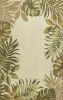 8' X 11' Ivory Hand Tufted Bordered Tropical Leaves Indoor Area Rug