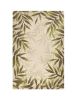 8' X 11' Ivory Hand Tufted Bordered Tropical Leaves Indoor Area Rug
