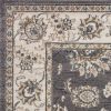 9' X 12' Grey Ivory Bordered Floral Indoor Area Rug