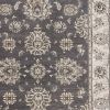 9' X 12' Grey Ivory Bordered Floral Indoor Area Rug