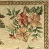 8' X 11'  Wool Ivory With Laurel Border Palm Tree Area Rug