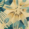 9' X 12' Ivory and Blue Wool Tropical Botanical Handmade Area Rug