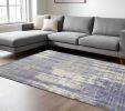 8' X 11' Blue and Gray Abstract Hand Loomed Area Rug