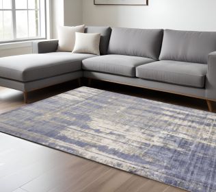 8' X 11' Blue and Gray Abstract Hand Loomed Area Rug
