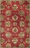 9' X 13' Red and Ivory Wool Floral Handmade Area Rug