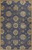 9' X 13' Midnight Blue Hand Tufted Traditional Floral Indoor Area Rug