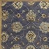 9' X 13' Midnight Blue Hand Tufted Traditional Floral Indoor Area Rug