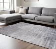9' X 13' Light Gray Abstract Hand Loomed Area Rug