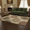 5' X 8' Sage Green Machine Woven Floral Medallion Disk Indoor Area Rug