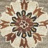 2' X 7' Grey Or Mocha Floral Vines Bordered Wool Runner Rug