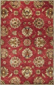 3' X 5' Red Hand Tufted Wool Traditional Floral Indoor Area Rug