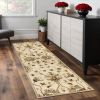 8' Champagne Wool Floral Handmade Runner Rug