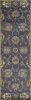7' Midnight Blue Hand Tufted Wool Traditional Floral Indoor Runner Rug