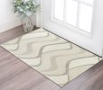 3' X 5' Ivory Hand Tufted Abstract Waves Indoor Area Rug