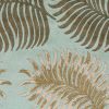 3' X 5' Aqua Fern Leaves Wool Area Rug