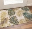 3' X 5' Natural Beige Hand Tufted Tropical Leaves Indoor Area Rug