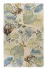 3' X 5' Ivory Or Blue Leaves Wool Area Rug