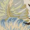 3' X 5' Ivory Or Blue Leaves Wool Area Rug