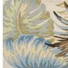 3' X 5' Ivory Or Blue Leaves Wool Area Rug