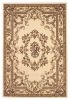 5' X 8' Ivory Machine Woven Hand Carved Floral Medallion Indoor Area Rug