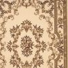 5' X 8' Ivory Machine Woven Hand Carved Floral Medallion Indoor Area Rug