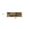 8' Mocha Brown Hand Tufted Tropical Leaves Indoor Runner Rug