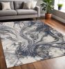 5' X 8' Grey Machine Woven Abstract Watercolor Indoor Area Rug