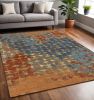 5' X 8' Blue Or Coral Abstract Triangle Indoor Area Rug