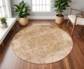 7' Round Champagne Abstract Indoor Area Rug