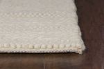 3' X 5' White Ivory Hand Woven Knobby Cornish Stripe Indoor Area Rug