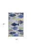 5' X 7' Light Blue School Of Fish Indoor Area Rug