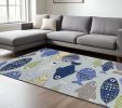 5' X 7' Light Blue School Of Fish Indoor Area Rug