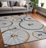 5' X 8' Grey Hand Hooked Wheels Indoor Area Rug