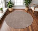 6' Round Beige Plain Indoor Area Rug