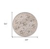 8' Light Grey Floral Round Indoor Area Rug