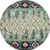 8' Ivory and Blue Abstract Area Rug