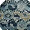 8' Blue And Green Round Geometric Area Rug