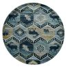 8' Blue And Green Round Geometric Area Rug