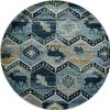 8' Blue And Green Round Geometric Area Rug