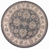 8' Gray And Ivory Round Floral Area Rug
