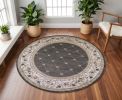 8' Round  Polypropylene Grey Or  Ivory  Area Rug