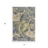 3' X 5' Blue Or Green Tropical Leaves Wool Indoor Area Rug