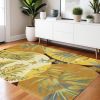 4' X 6' Coral Red Ivory Hand Tufted Tropical Leaves Indoor Area Rug