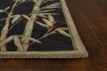 4' X 6' Black Hand Tufted Bordered Bamboo Indoor Area Rug